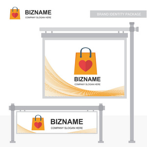 公司广告横幅与购物袋徽标, 矢量, 插图