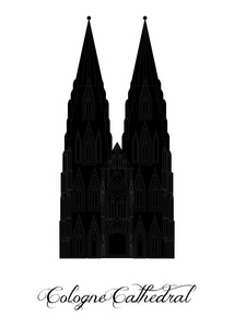 例证在一个平面设计的样式在科隆大教堂的主题