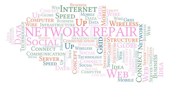 网络修复字云。只用文字制作的文字云