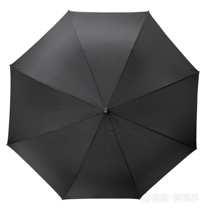 顶视图的开放的黑色雨伞