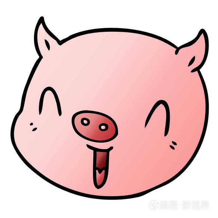 卡通猪脸的矢量图解