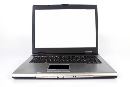 电脑笔记本电脑在白色背景下隔离空白屏幕