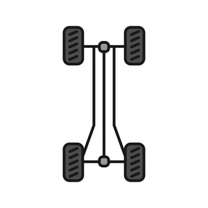 汽车底盘车架颜色图标。孤立向量插图