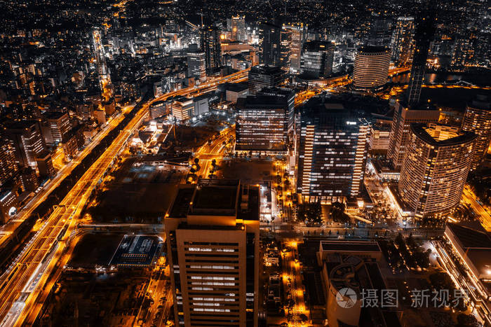 日本横滨城市天际线建筑与建筑的美丽外表