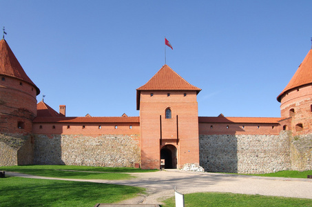 中世纪城堡在 trakai