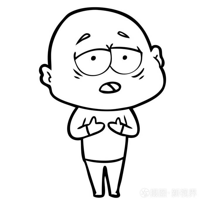 卡通疲倦的秃头人插画-正版商用图片06r65h-摄图新视界