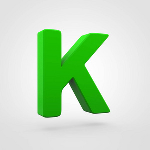绿色塑料字母 K 在白色背景下被隔离