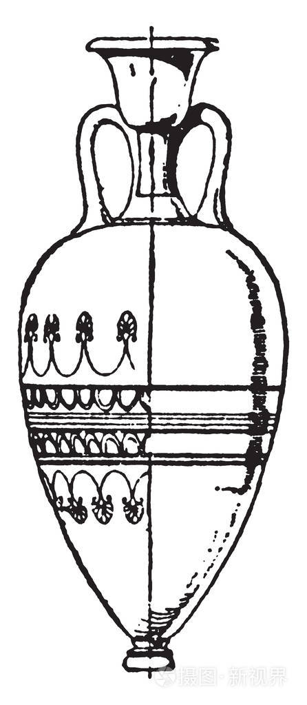 希腊花瓶是古希腊的可爱考古记录的很大一部分如关键符号复古线条画或