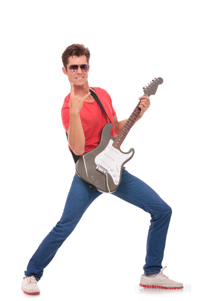 吉他经典摇滚的姿势的人