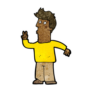 卡通漫画的人给予和平标志照片