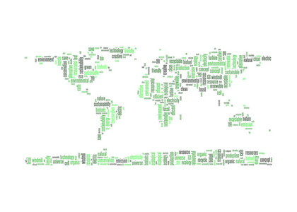 行星地球绿色能源和回收信息文本图形和安排字云概念