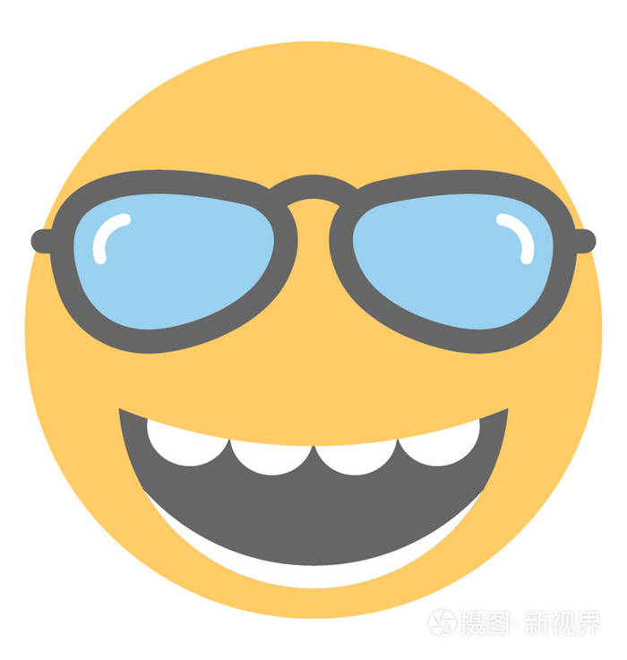 戴着眼镜的笑脸快乐的emoji表情