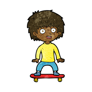 卡通男孩玩滑板