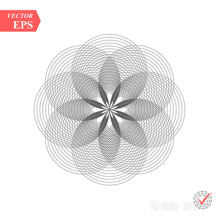 交叉和重叠圆的抽象模式.当代巾圆花边花纹卡.曼荼罗