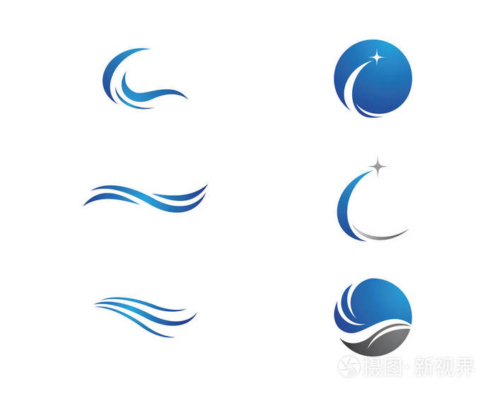 水波浪 Logo 模板矢量