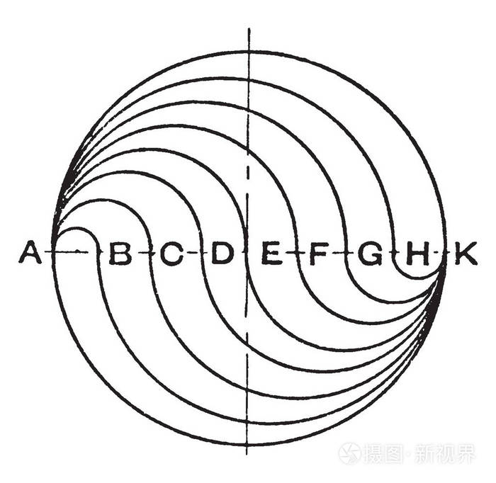 机械制图练习三个带圆角的方形 使用三角形和弓通过中心和构造三平方 每个角落是略有圆形 复古线条画或雕刻插图插画 正版商用图片06s3ak 摄图新视界