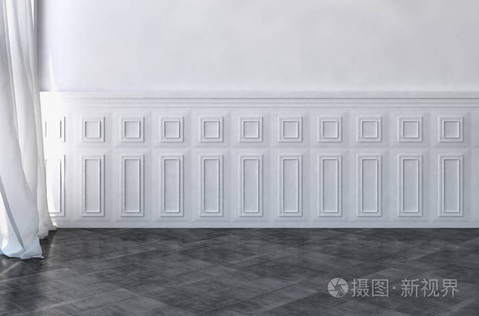 现代明亮的内饰3d 渲染插图