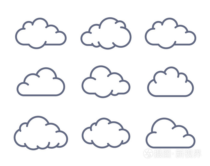 云的形状集合插画-正版商用图片06s7x8-摄图新视界