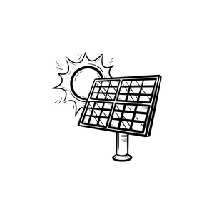 太阳能工业手绘素描图标照片
