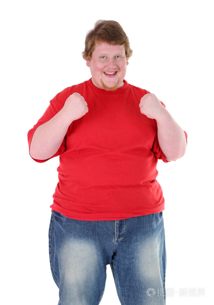孤立在白色的胖男人照片-正版商用图片06sawa-摄图新视界