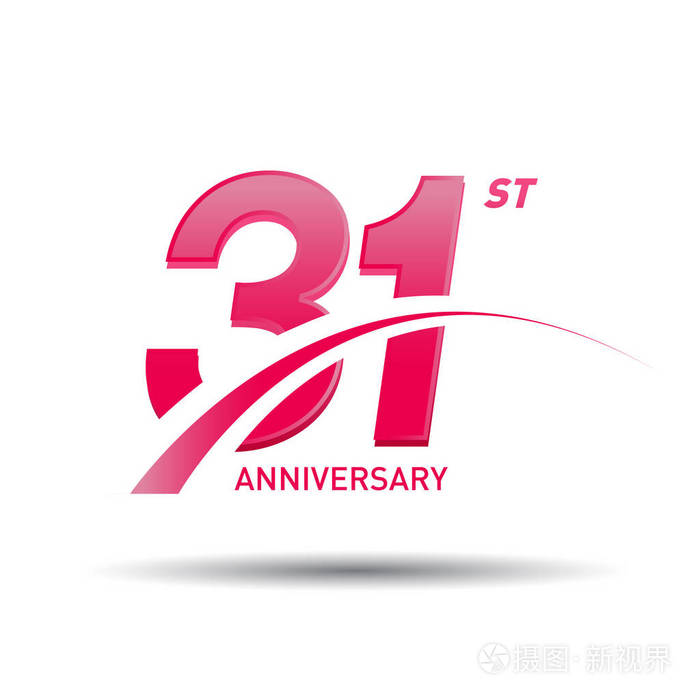 31年红色周年纪念标志在白色背景