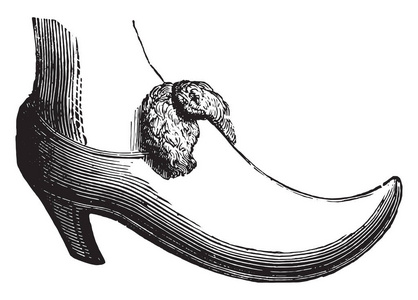 女式鞋 1787, 复古雕刻插图。工业百科全书 E。拉米1875