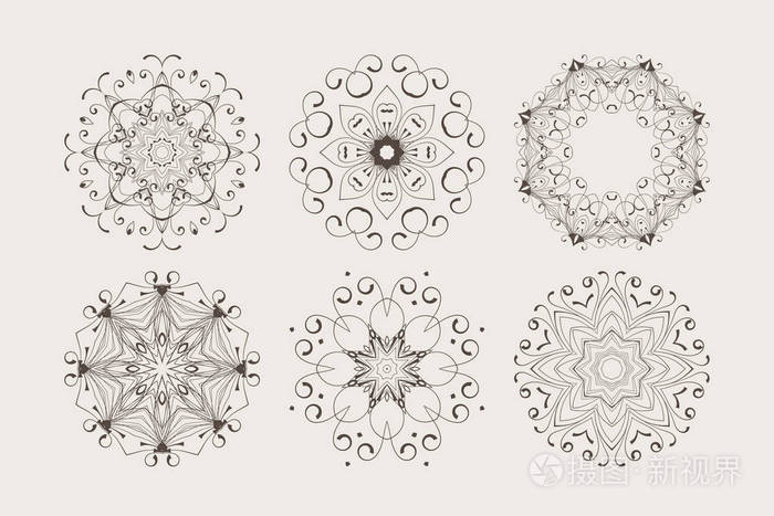 矢量圆形图案的手工绘制的元素