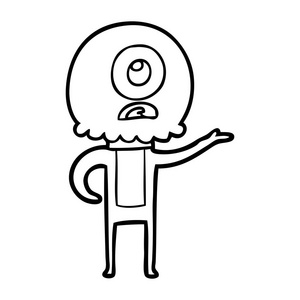 卡通独眼巨人外星人宇航员解释照片