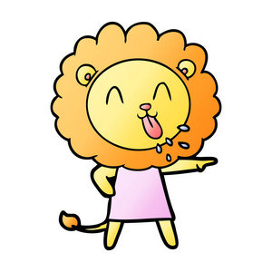 快乐卡通狮子的矢量插图图片