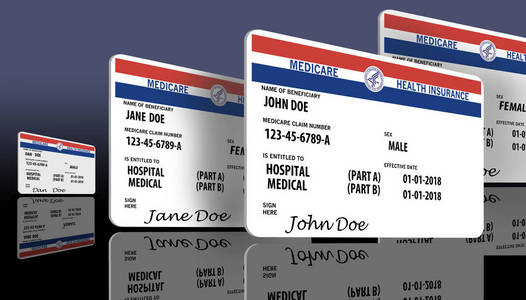 医保卡这个例证是一个模拟, 通用的美国政府医保健康保险卡.