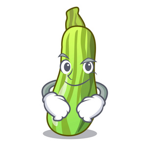 有机西葫芦卡通碗中的傻笑新鲜有机西葫芦矢量插画照片