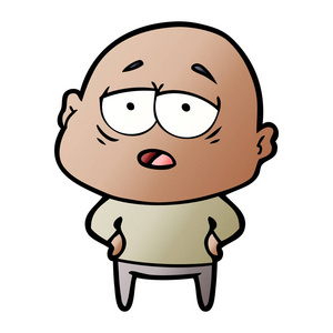 卡通疲倦的秃头人金发男孩秃头男人女人有尾巴头像集合图标在卡通, 平