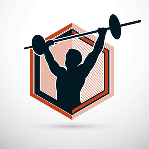 强壮剪影强壮的人身体剪影举行杠铃照片