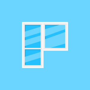 蓝色背景下的窗和阳台门矢量图标