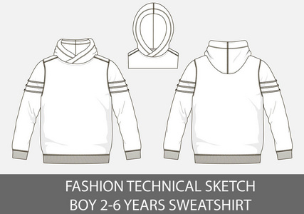 时尚技术素描男孩26 年运动衫与罩在矢量图形