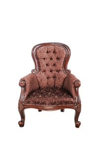 孤立的老式棕色丝绸布椅