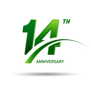 14年绿色周年纪念标志在白色背景