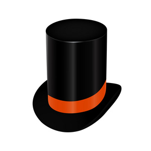 黑色礼帽与橙色丝带