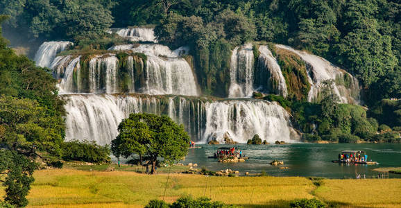 Gioc德天 waterfallban Gioc 瀑布是越南最壮观的瀑布, 位于大坝翠公社, Trung 庆区, 曹浜。Gio