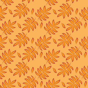 橙色热带叶子无缝模式