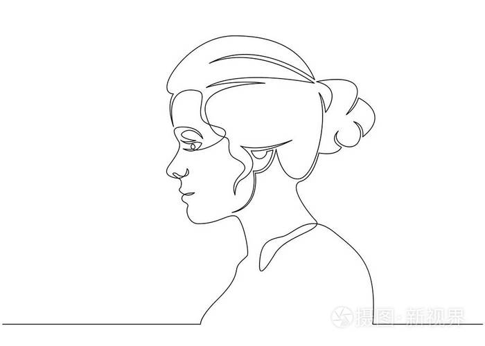 女人侧视图的抽象肖像.矢量图