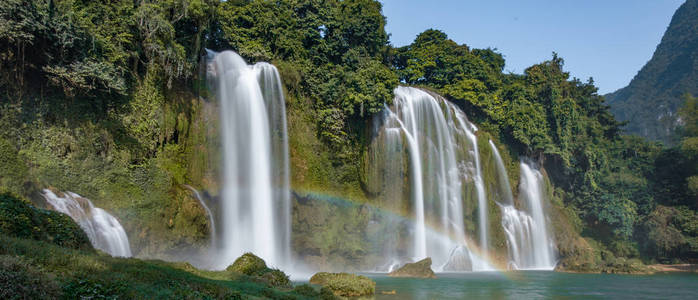 Gioc德天 waterfallban Gioc 瀑布是越南最壮观的瀑布, 位于大坝翠公社, Trung 庆区, 曹浜。Gio