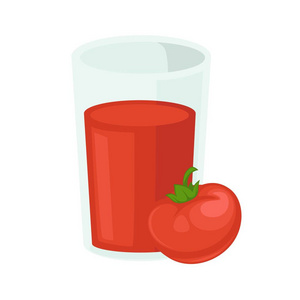 西红柿汁素食蔬菜食品。矢量孤立的西红柿餐或健康饮食素食和素食食谱的扁平图标