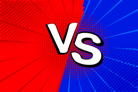 流行艺术复古漫画.蓝色和红色背景.与雷电爆炸半色调点.