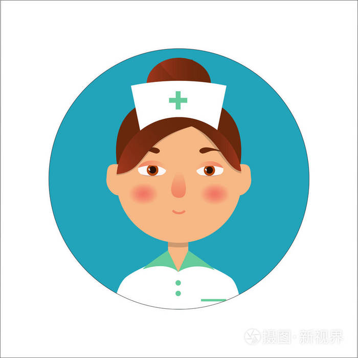 图标, 头像.矢量插图.穿着制服的护士