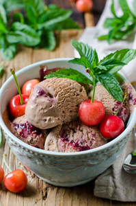 樱桃与薄荷巧克力冰淇淋