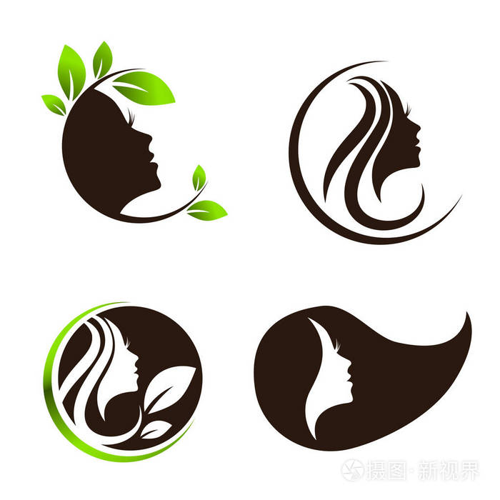 女人的美丽头发spa沙龙标志设计设置
