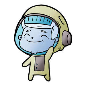 快乐卡通宇航员的矢量插图