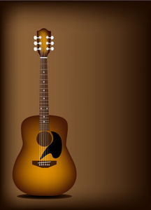 美丽的声学吉他上黑褐色的背景