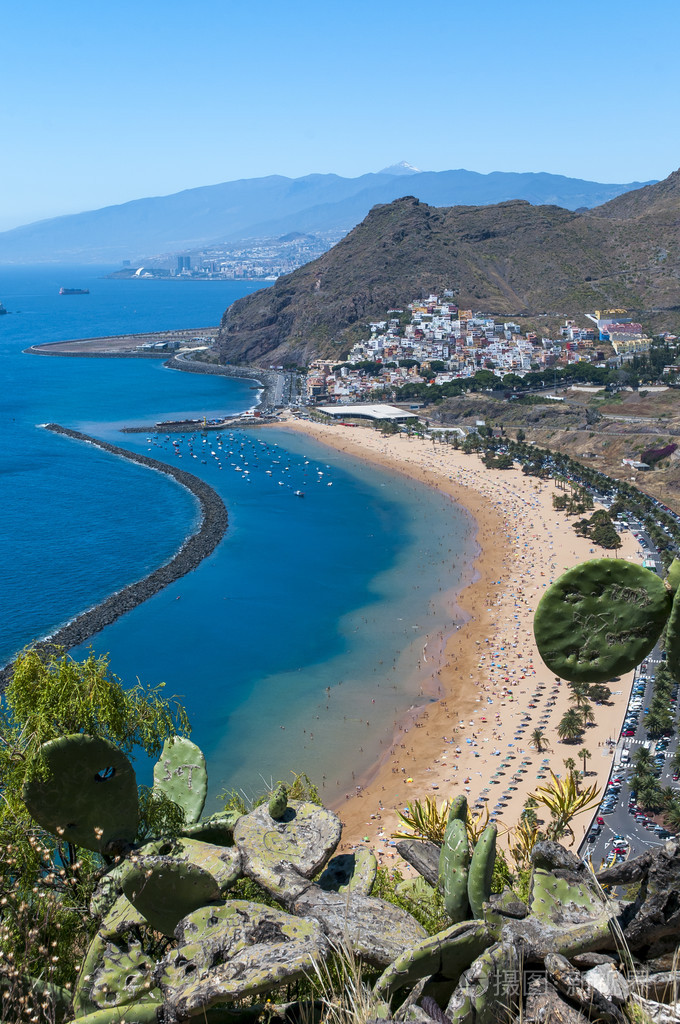 海滩lasteresitas特内里费岛的全景